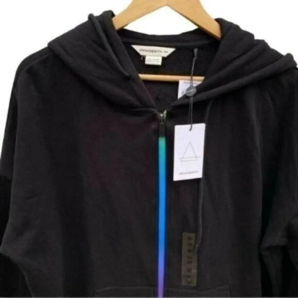 Eleven Paris Mens Black Hoodie Jacket New Medium
